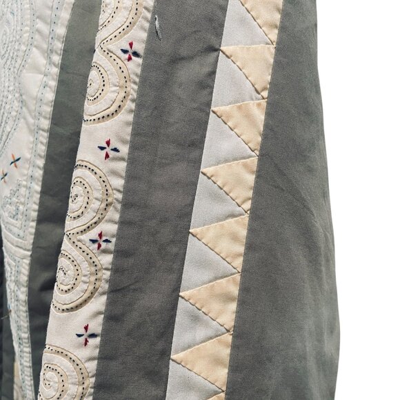 Handmade Embroidered Quilted Jacket Boho Folk Art Vintage Ethnic M L Open Front - Picture 10 of 13